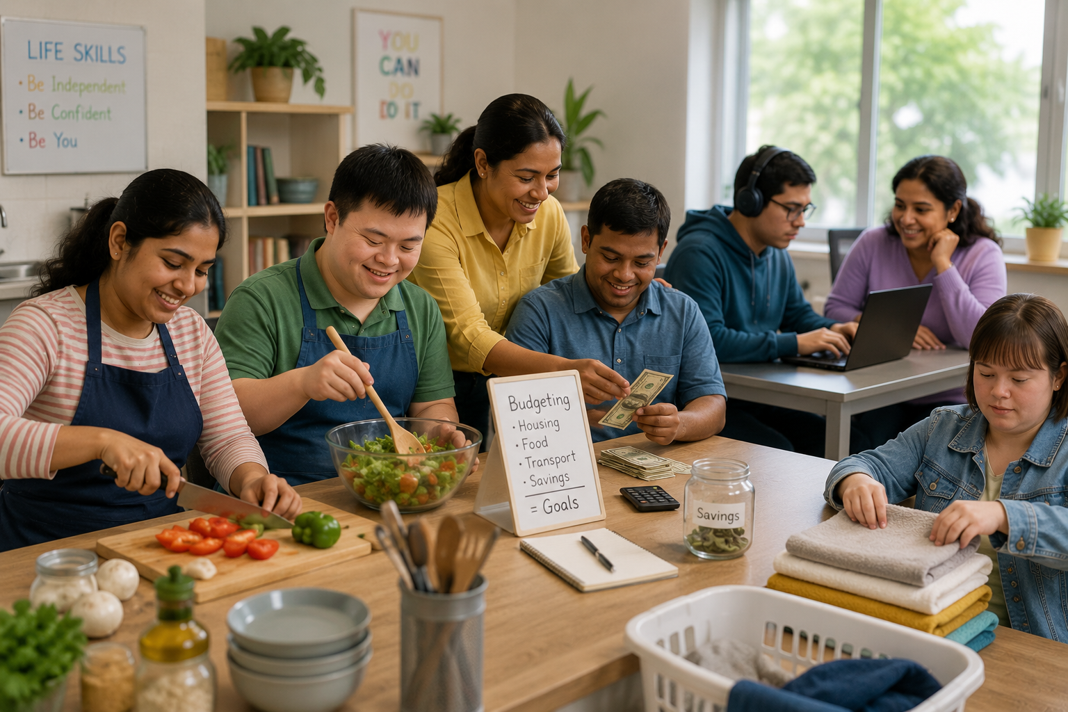 Life skills training in a kitchen setting